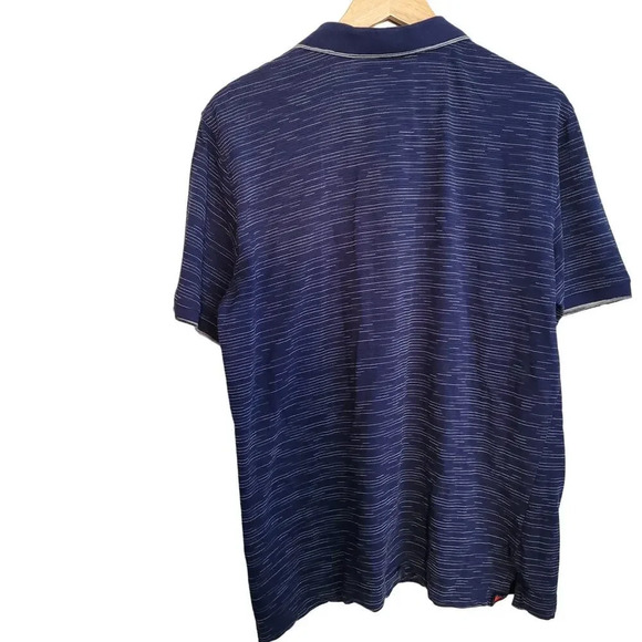 Robert Graham Mens Polo T-Shirt Size L Blue Striped Cotton Short Sleeve Collared - Picture 2 of 10